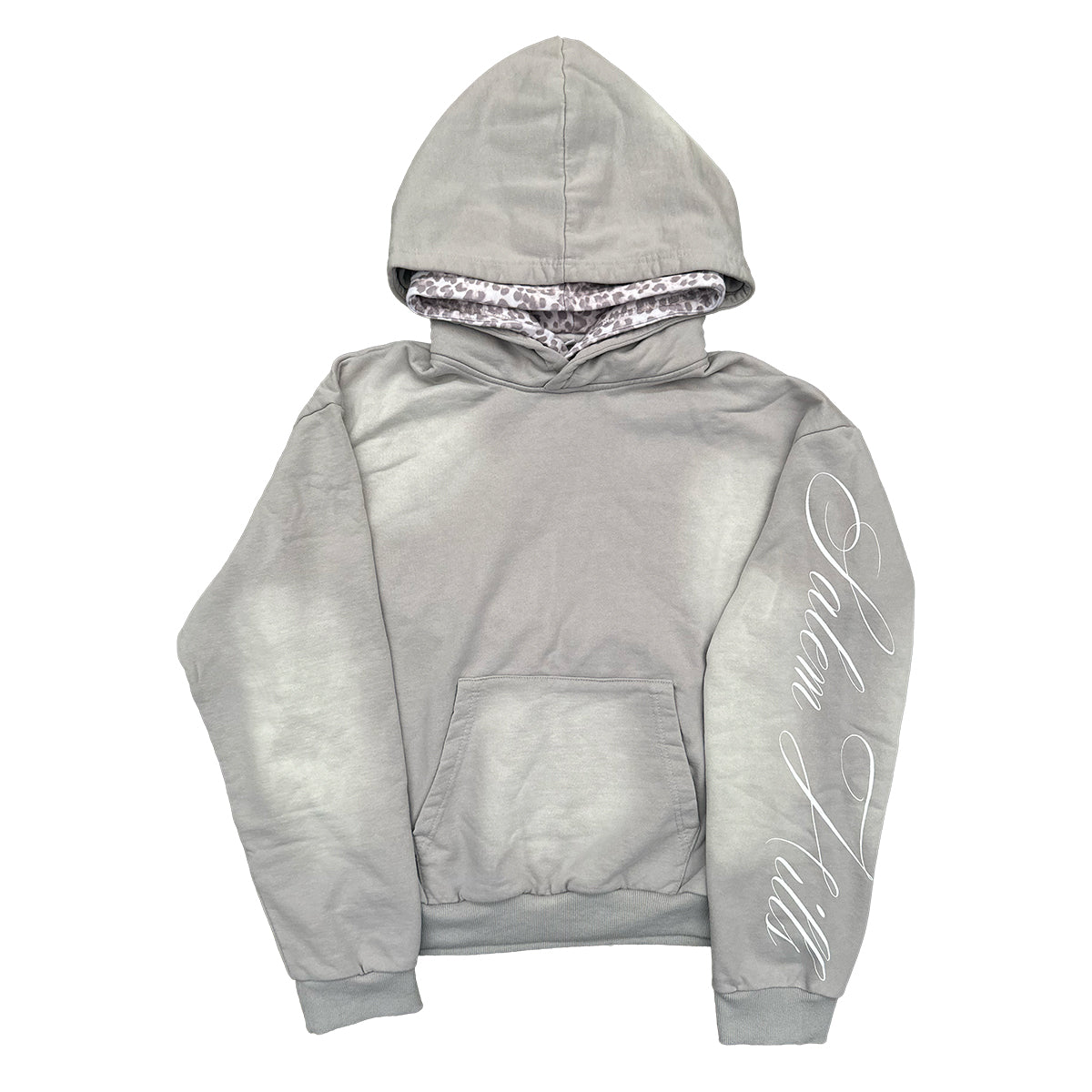GREY DOUBLE LEOPARD HOODIE