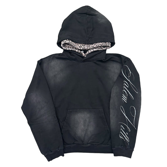 BLACK DOUBLE LEOPARD HOODIE