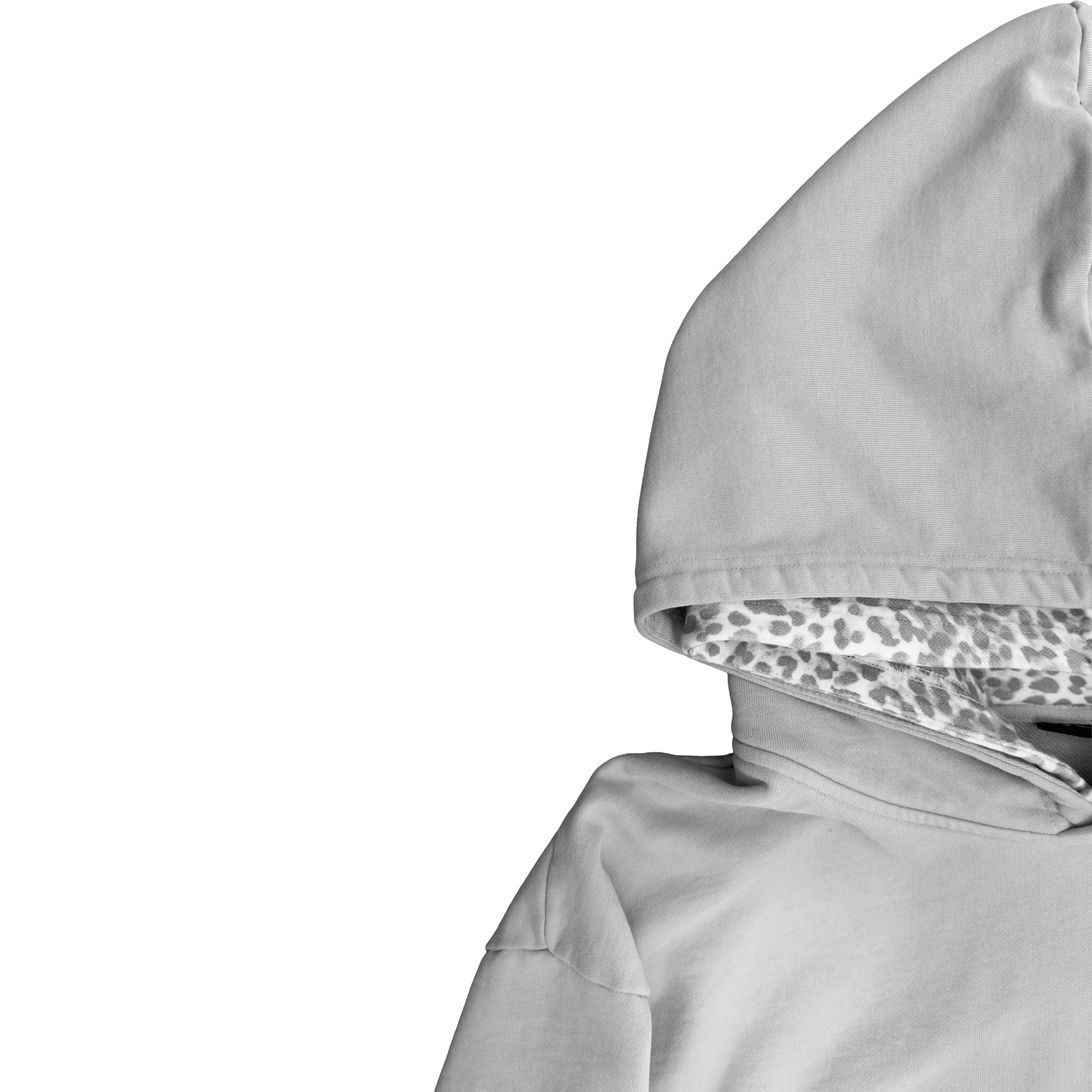 GREY DOUBLE LEOPARD HOODIE