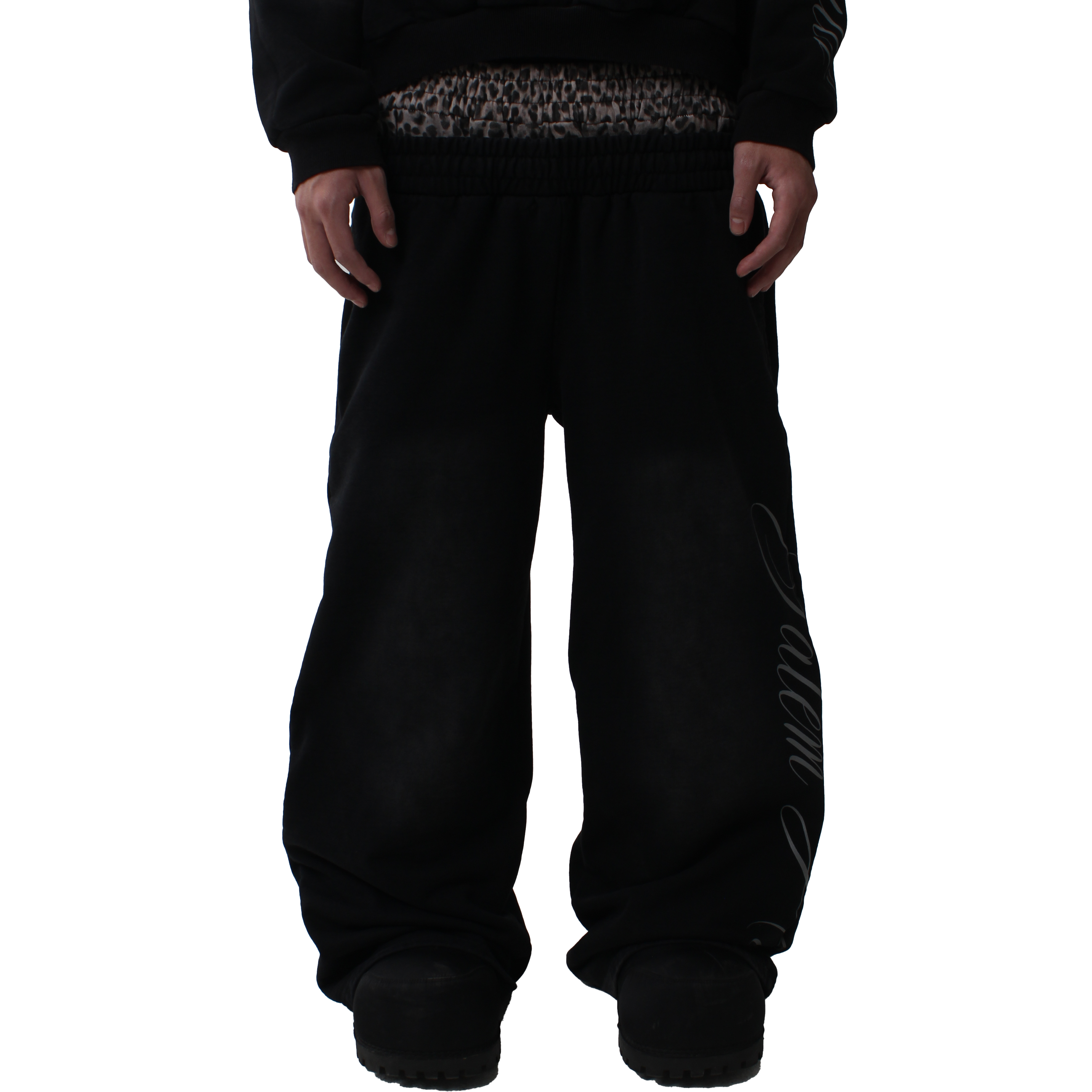 BLACK DOUBLE LEOPARD SWEATS