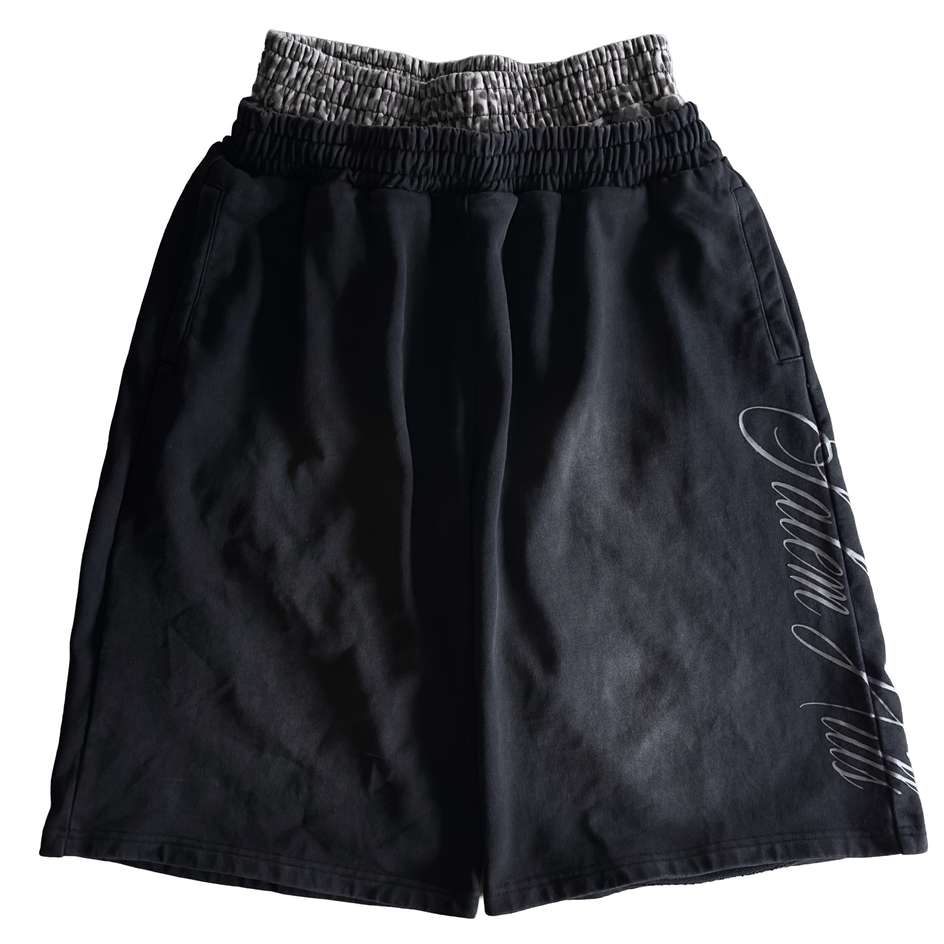BLACK DOUBLE LEOPARD SHORTS