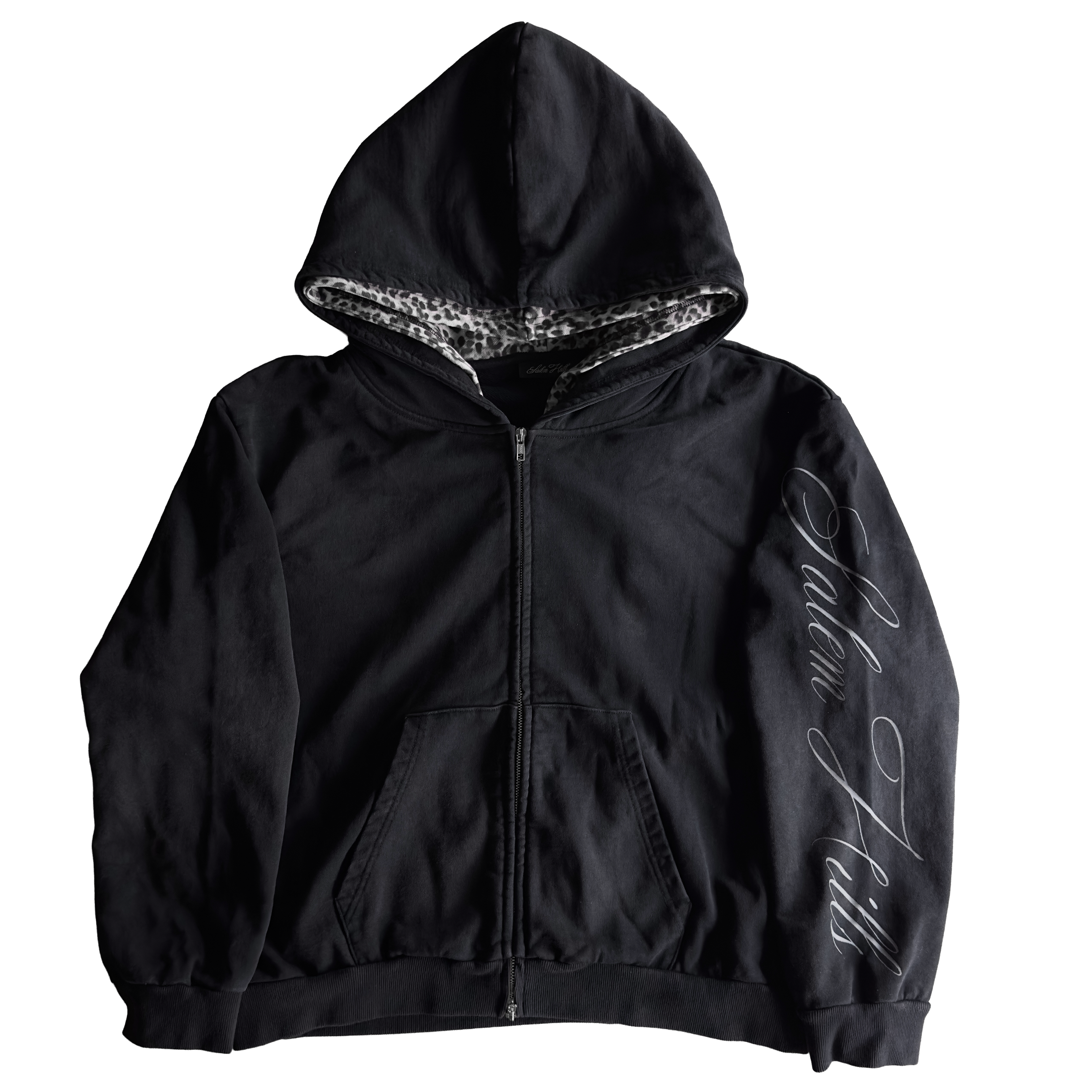 BLACK DOUBLE LEOPARD ZIP UP